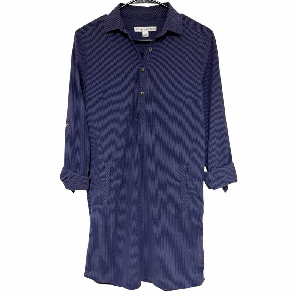 SOUTHERN TIDE Navy Seersucker Popover Shirt Dress Size XS